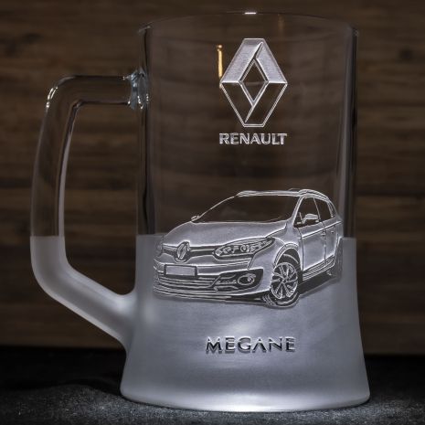 Келих для пива з гравіюванням Renault Megane - Рено Меган