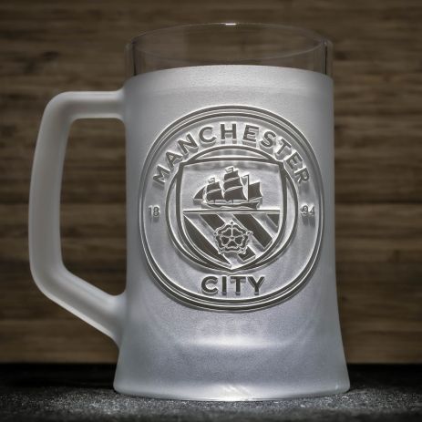 Бокал для пива з гравіюванням логотипу ФК Манчестер Сіті FC Manchester City SandDecor