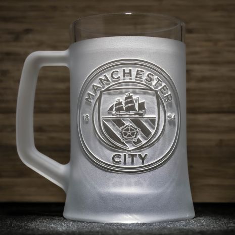 Бокал для пива с гравировкой логотипа ФК Манчестер Сити FC Manchester City SandDecor