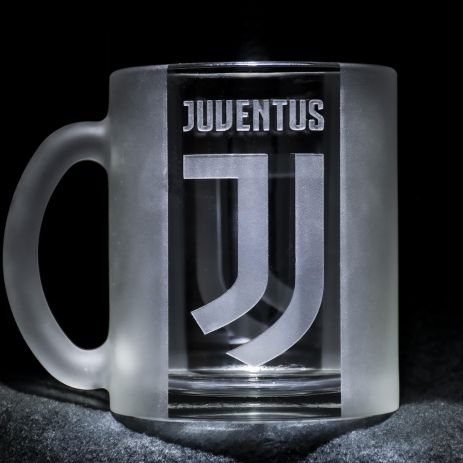 Чашка с гравировкой лого футбольного клуба Ювентус, FC Juventus SandDecor