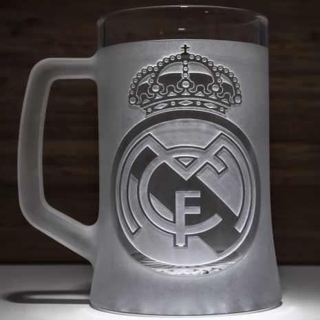 Бокал для пива з гравіюванням футбольного клубу Реал Мадрид FC Real Madrid, матова SandDec