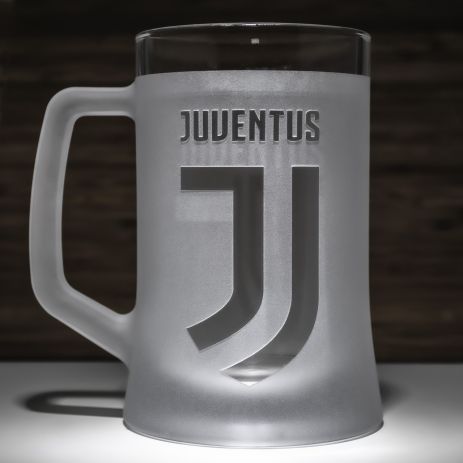 Бокал для пива с гравировкой логотипа футбольного клуба Ювентус FC Juventus, матовая SandDecor