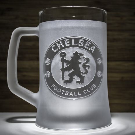 Келих для пива з гравіюванням логотипу футбольного клубу Челсі FC Chelsea, матова SandDecor