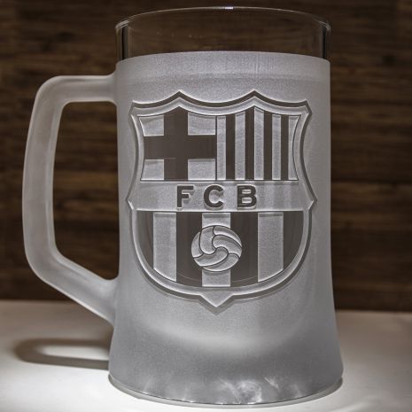 Келих для пива з гравіюванням логотипу футбольного клубу Барселона FC Barcelona, ​​матова SandDecor