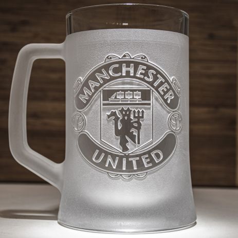 Бокал для пива с гравировкой логотипа ФК Манчестер Юнайтед FC Manchester United SandDecor