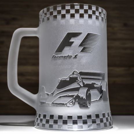 Матовий келих для пива з гравіюванням Формула 1 Formula 1 SandDecor