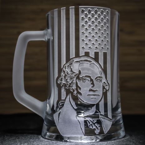 Келих для пива з гравіюванням портрета Джорджа Вашингтона Sand Decor