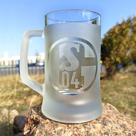 Бокал для пива с гравировкой логотипа ФК Шальке 04 FC Gelsenkirchen-Schalke 04 SandDecor