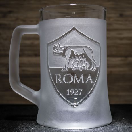 Бокал для пива с гравировкой логотипа ФК Рома FC Roma SandDecor