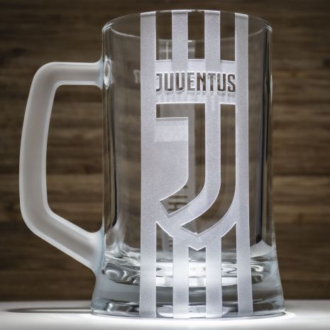 Бокал для пива с гравировкой футбольного клуба Ювентус FC Juventus, с матовой ручкой