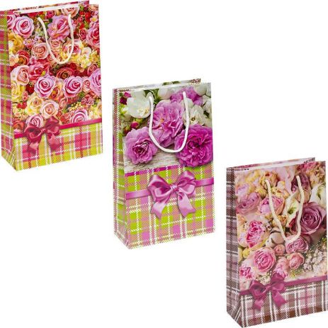 Пакет цветной средний "Цветочный микс Розы" 27х16х5 см