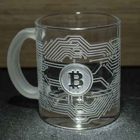Чашка з гравіюванням Біткойн Bitcoin BTC з матовою ручкою