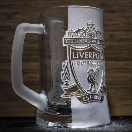 Бокал для пива с гравировкой логотипа ФК Ливерпуль FC Liverpool на две стороны SandDecor