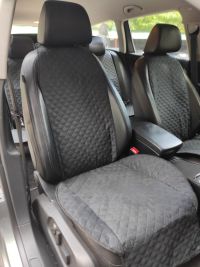 Накидки на передні алькантарські сидіння Toyota Yaris II (XP9) Hatchback чорні