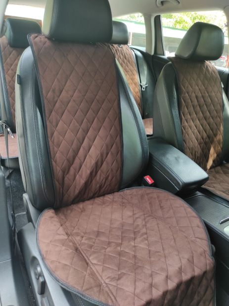 Накидки на передні алькантарні сидіння Renault Megane II (Megan 2) Hatchback коричневі