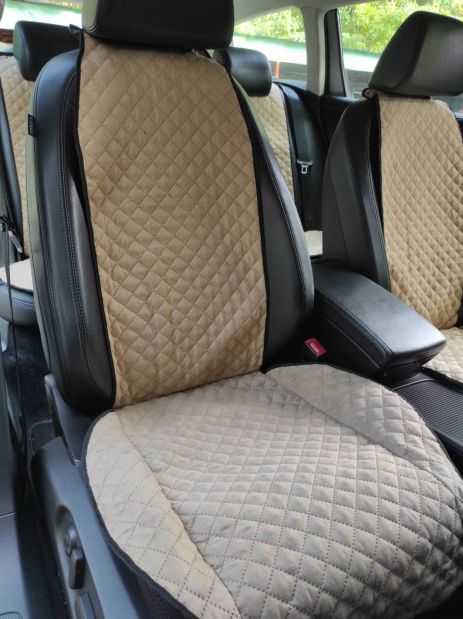 Накидки на передні алькантарські сидіння Toyota Aygo Hatchback бежеві