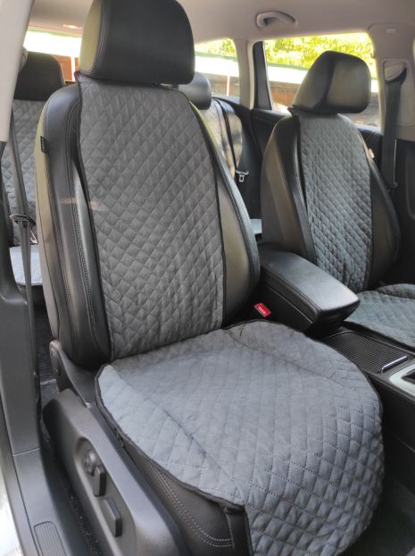 Накидки на передні сидіння алькантару Mitsubishi Pajero Wagon 5 місць сірі