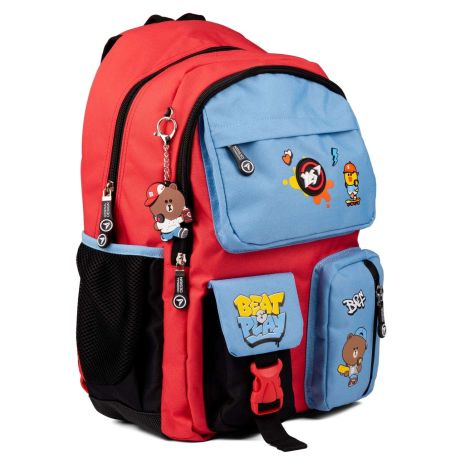 Школьный рюкзак YES, два основных отделения, фронтальные карманы, размер: 43*30*16 см, оранжевый Line Friends