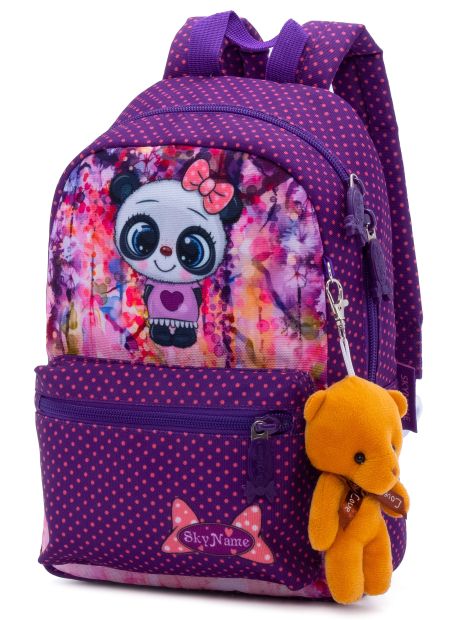 Детский рюкзак для девочки1103 фронтальный карман, игрушка-мишка WinnerOne/SkyName раз20*10*30см сиреневый