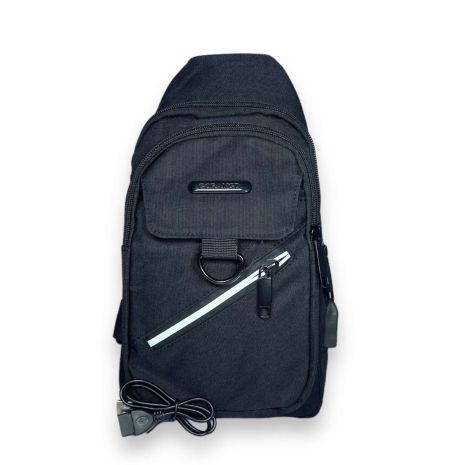 Слінг Gorangd, два відділення, USB+кабель, внутрішній карман, два фронтальні кармани, розмір 30*17*8 см, чорний