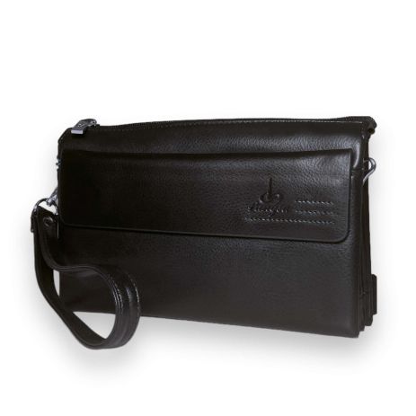 Чоловічий гаманець клатч Langsa три відділи ремінь у комплекті розмір: 22*15*5 см коричневий