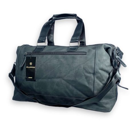 Дорожня сумка з екошкіри Filippini 2 відділу внутрішні кишені знімний ремінь розмір: 50*30*20 см чорна