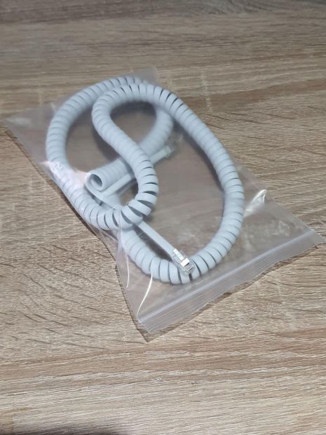 Шнур телефонный спиральный витой 4,5 м белый с евроджеками