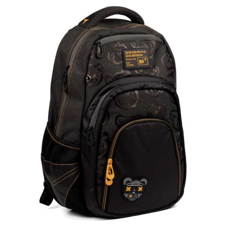 Школьный рюкзак YES, одно отделение, три фронтальных кармана, боковые карманы, размер: 48*32*16 см, черный Bear