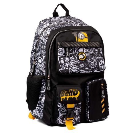 Шкільний рюкзак YES, два основних відділення, три фронтальні кармани, розмір: 43*30*16 см, чорний Minions