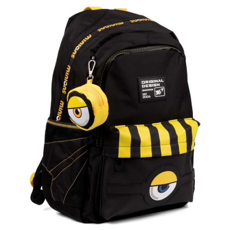 Школьный рюкзак YES, два отделения, один фронтальный карман, боковые карманы, размер: 45*31*20 см, черный Minions