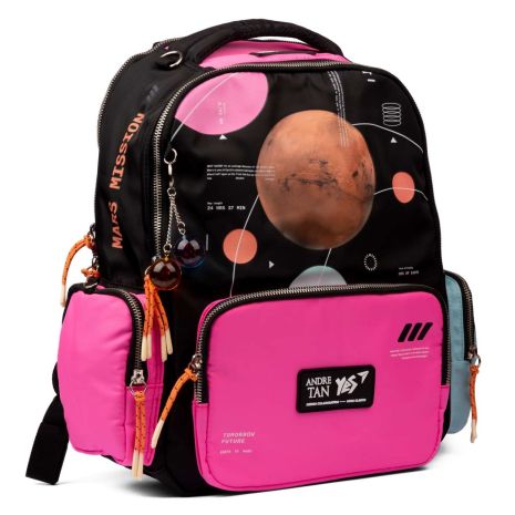 Шкільний рюкзак YES by Andre Tan, два відділення, один фронтальний карман, розмір: 38*29*12 см, Space pink