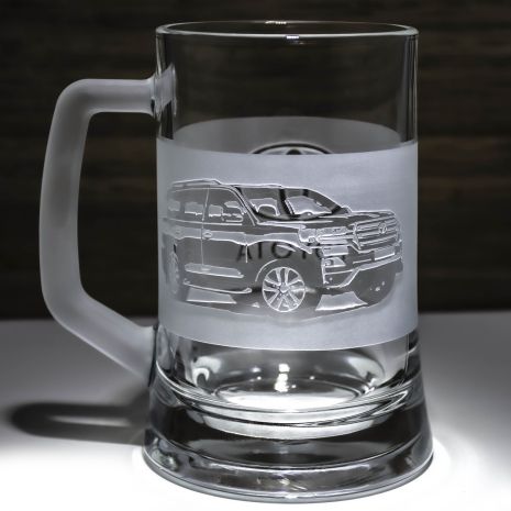 Пивний келих з гравіюванням автомобіля Toyota Land Cruiser Prado – подарунок для автолюбителя