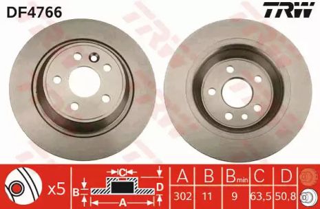 Диск гальмівний (1 шт.) FORD Galaxy/Kuga/Mondeo/S-Max R 06, TRW (DF4766)