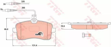 Тормозные колодки дисковые PEUGEOT 407, TRW (GDB1594)