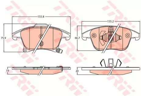 Колодки гальмівні FORD Galaxy/Mondeo/S-Max F 14, TRW (GDB2092)