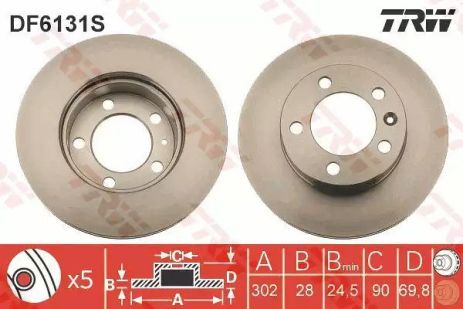 Диск тормозной NISSAN/OPEL/RENAULT NV400/Movano B/Master FD=302mm 10, TRW (DF6131S)