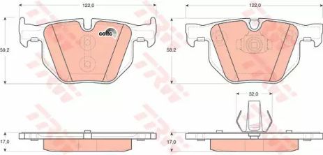 Гальмівні дискові колодки BMW X5 3,0; 3,0D/BMW X6 3,0; 3,0D, TRW (GDB1730)