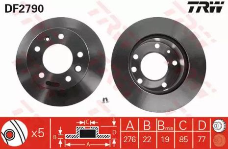 Диск гальмівний (1 шт.) MERCEDES - VOLKSWAGEN Sprinter 208D/Sprinter 208E/Sprinter 210D/Sprinte, TRW