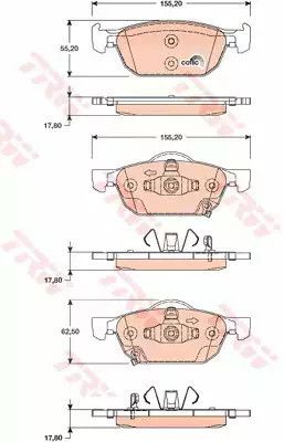 Колодки дискові гальмові HONDA Accord МКПП F 09, TRW (GDB3476)