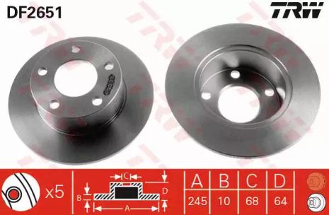 Диск тормозной (1 шт.) AUDI - SKODA - VOLKSWAGEN 100/100 Quattro/A6/A6 Quattro/Superb/Passat/P, TRW