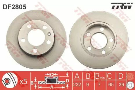 Диск гальмівний (1 шт.) AUDI - SEAT - SKODA - VOLKSWAGEN A2/A3/TT/Cordoba/Ibiza/Leon/Toledo/Fab, TRW