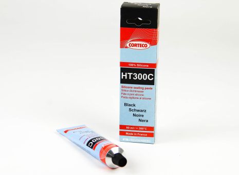 Герметик силікований, тюбик, чорний +300С, CORTECO (HT300C)
