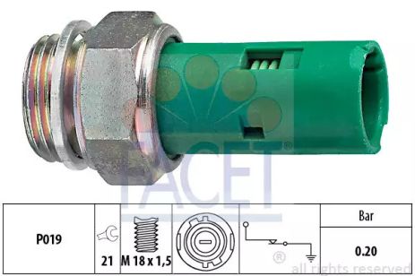 Датчик давления масла (0,2bar/1 конт./зеленый) Kangoo/Trafic/Megane 1.7-2.0 86-, FACET (70110)