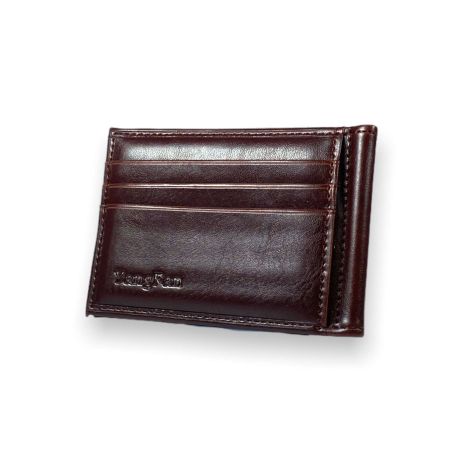 Затискач гаманець для купюр YangFan зі шкірозамінника відділення для банківських карток розмір: 11*8*1 см коричневий