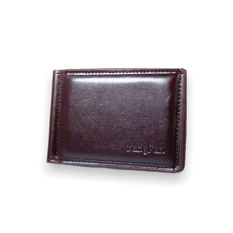 Затискувач гаманець для купюр YangFan із шкірзамінника відділення для монет розмір: 11*8*2 см коричневий