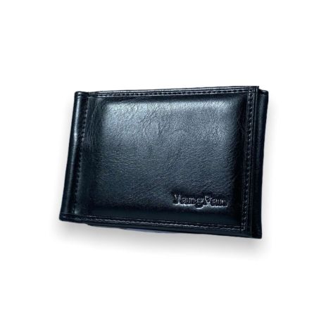Затискувач гаманець для купюр YangFan із шкірзамінника 6 відділів для банківських карт розмір:12*8*2 см чорний