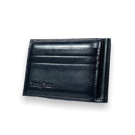 Затискувач гаманець для купюр YangFan із шкірзамінника відділення для банківських карток розмір:11*8*1 см чорний