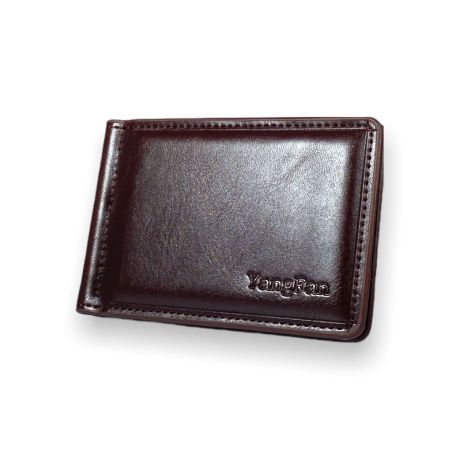 Затискач гаманець для купюр YangFan із шкірозамінника додаткові відділення розмір: 11*8*1 см коричневий