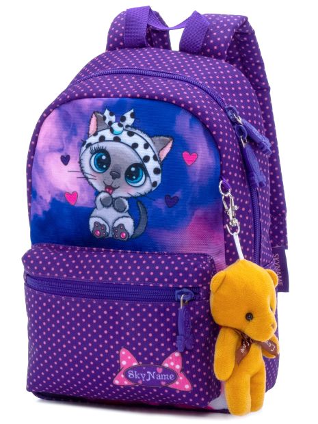 Детский дошкольный рюкзак для девочки 1107 защита от влаги WinnerOne/SkyName раз.20*10*30 см, фиолетовый