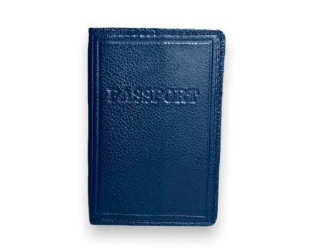 Обкладинка для паспорта шкіряна BagWay з тисненням ручна робота розмір: 14*9.5*0.5 см темно-синій